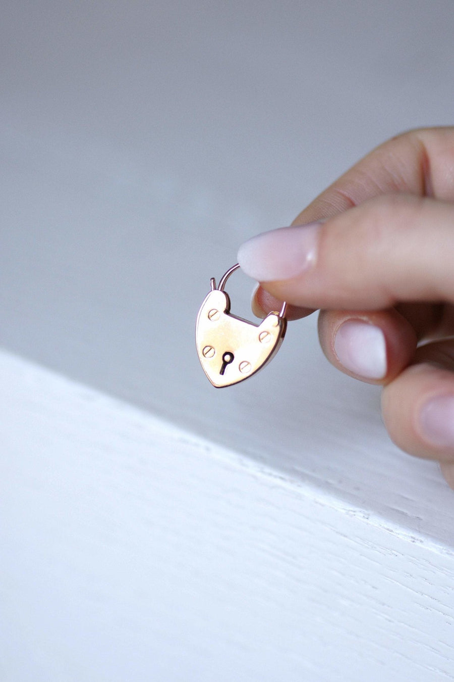 9Kt Rose Gold Antique Padlock Heart Pendant - Penelope Gallery