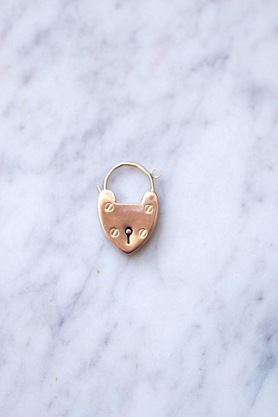 9Kt Rose Gold Antique Padlock Heart Pendant - Penelope Gallery