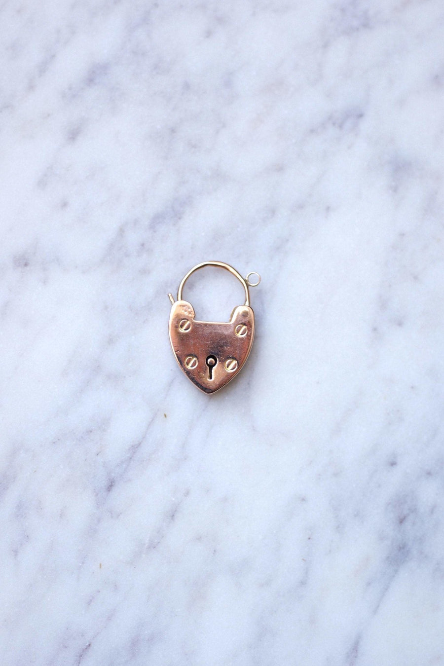 9Kt Rose Gold Antique Padlock Heart Pendant - Penelope Gallery