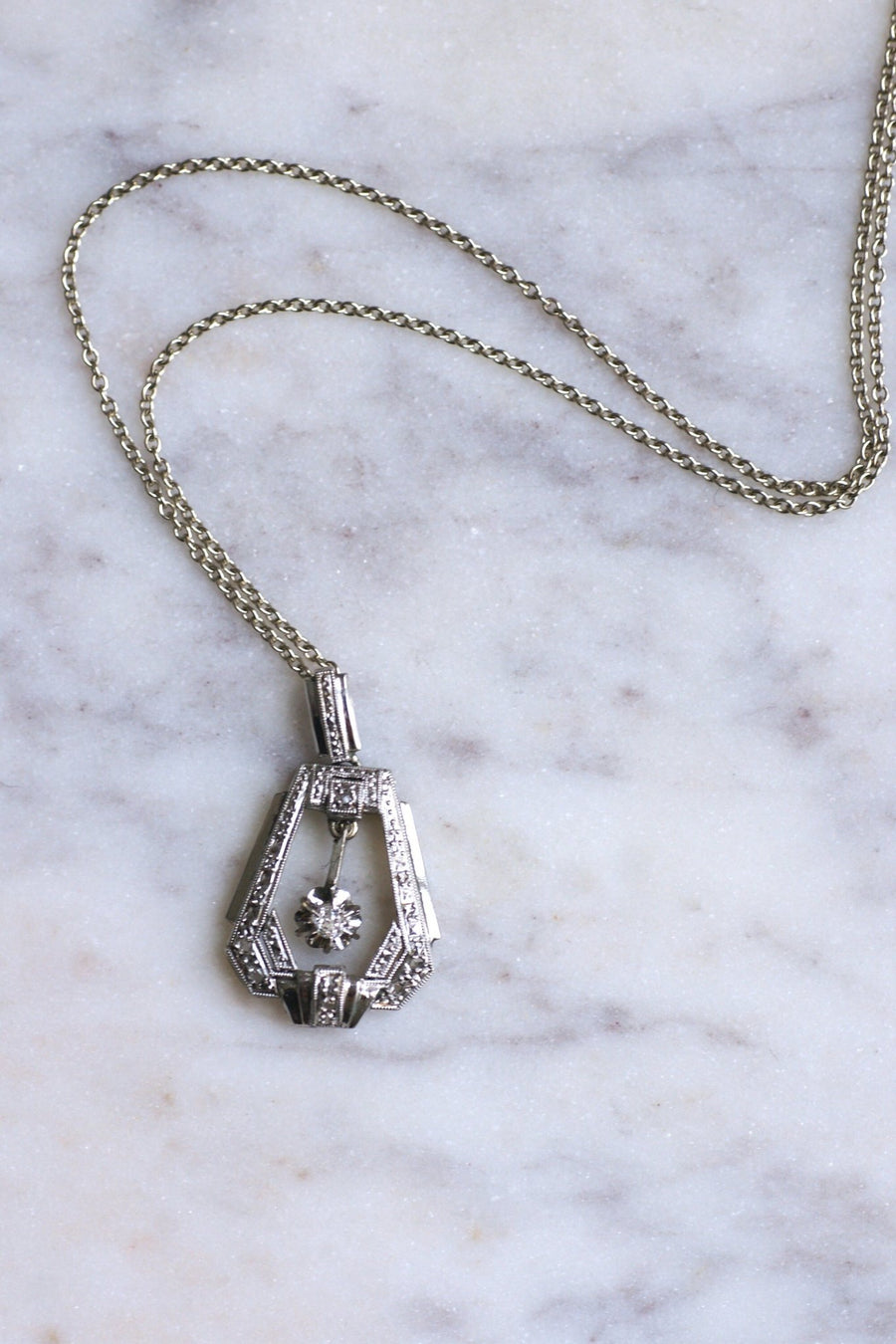 Art Deco diamond pendant necklace - Penelope Gallery