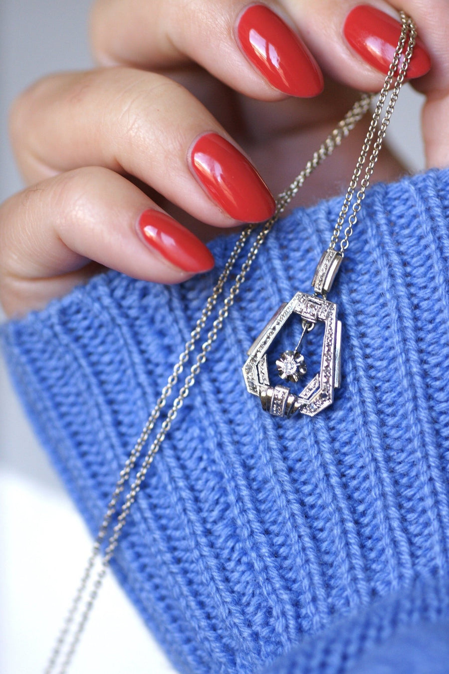 Art Deco diamond pendant necklace - Penelope Gallery