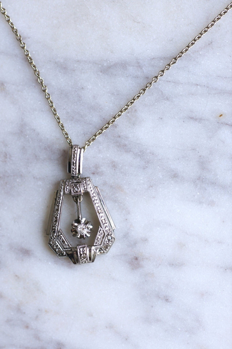 Art Deco diamond pendant necklace - Penelope Gallery