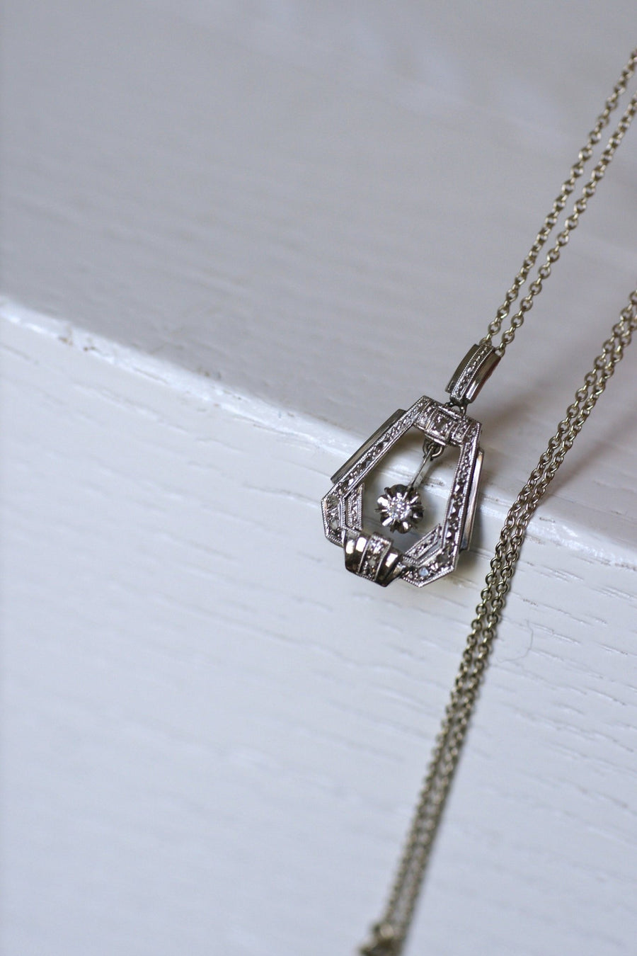 Art Deco diamond pendant necklace - Penelope Gallery