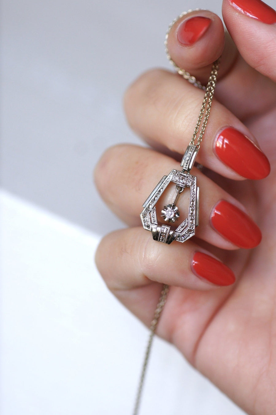 Art Deco diamond pendant necklace - Penelope Gallery