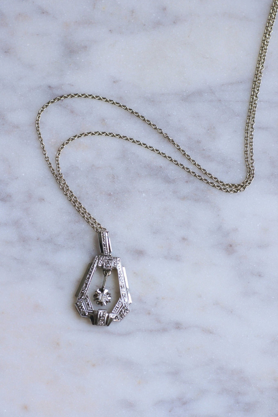 Art Deco diamond pendant necklace - Penelope Gallery