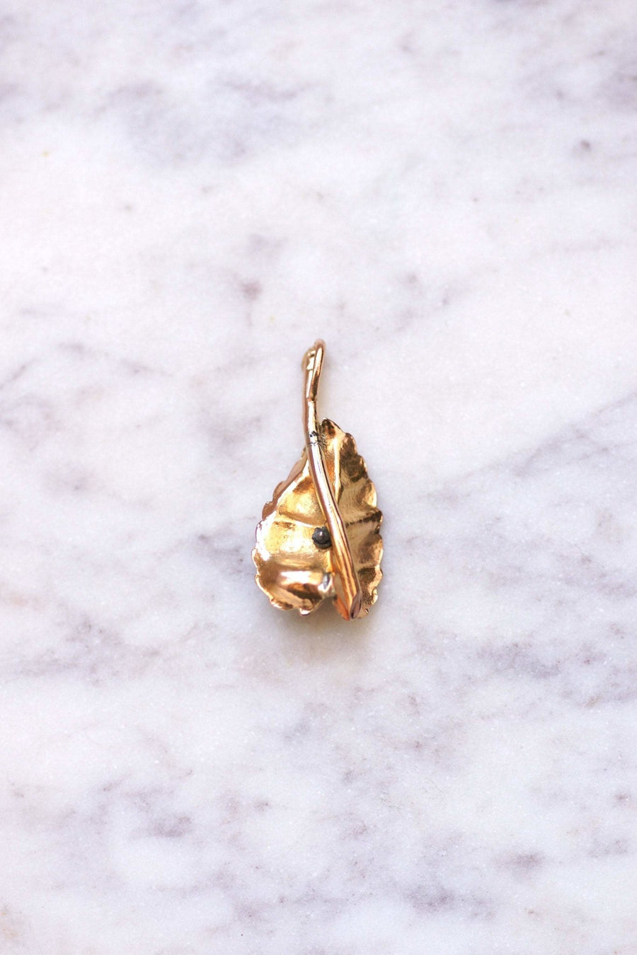 Antique gold and garnet leaf and insect pendant - Galerie Pénélope
