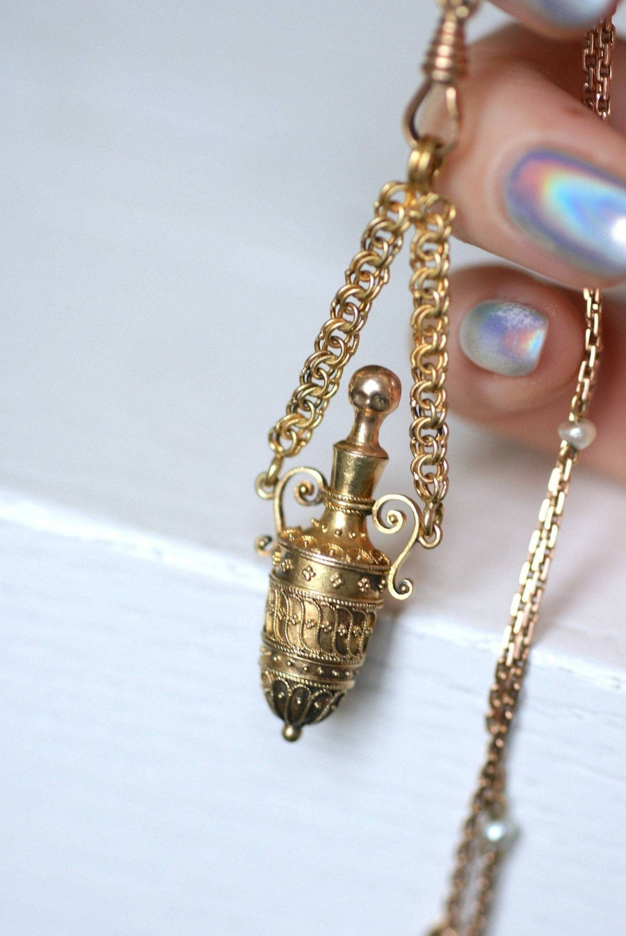 Gold amphora salt bottle pendant - Penelope Gallery