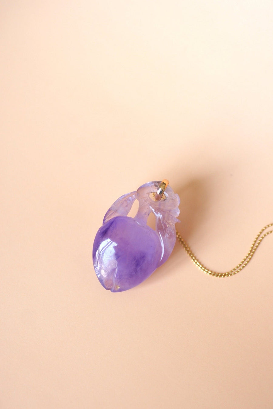 Carved amethyst and gold fruit pendant - Penelope Gallery