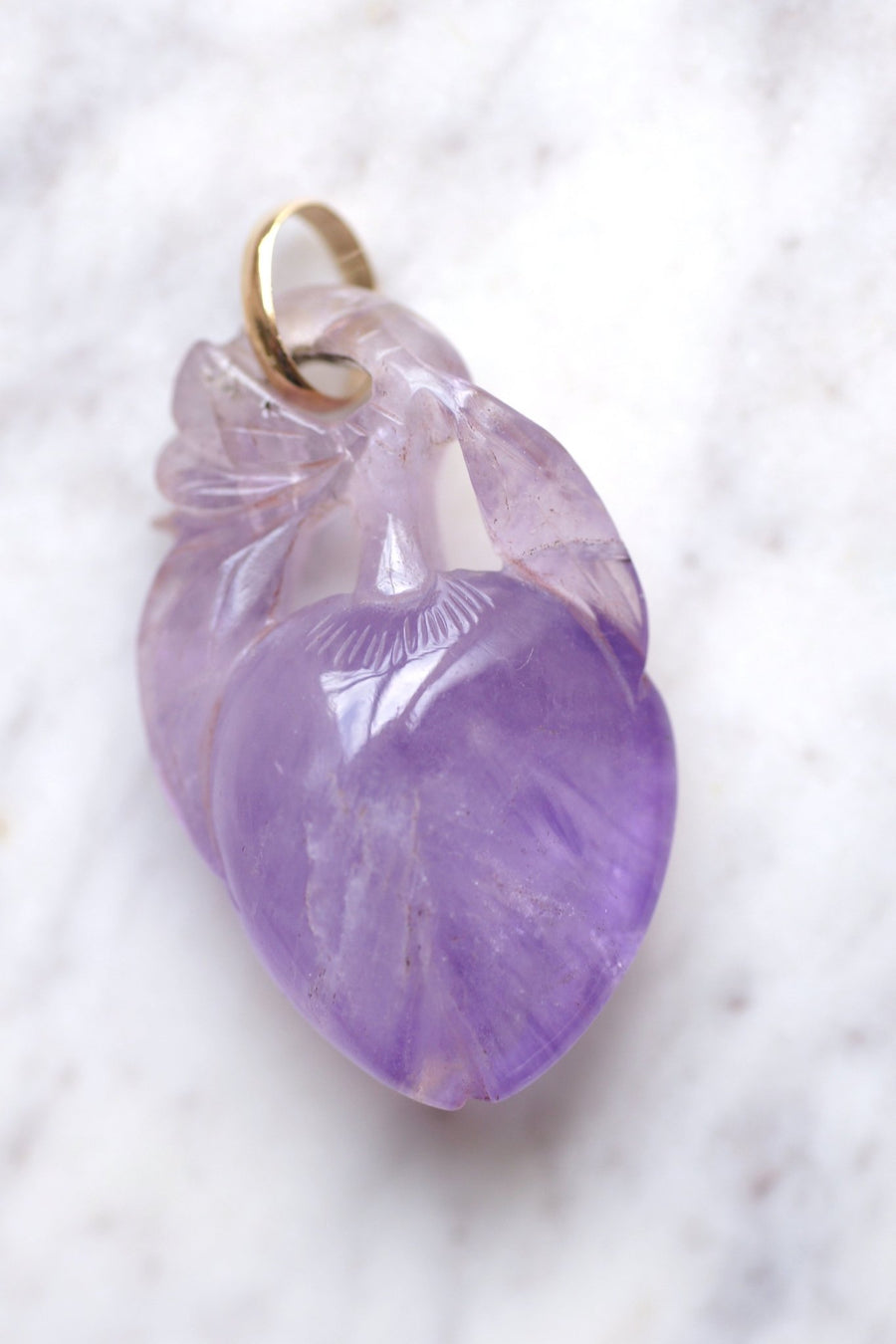 Carved amethyst and gold fruit pendant - Penelope Gallery