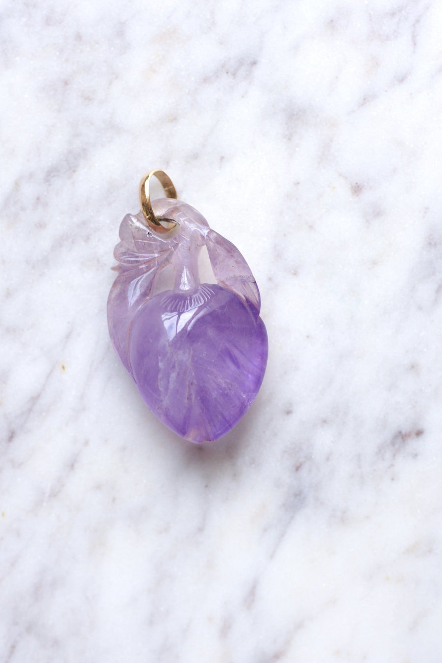 Carved amethyst and gold fruit pendant - Penelope Gallery