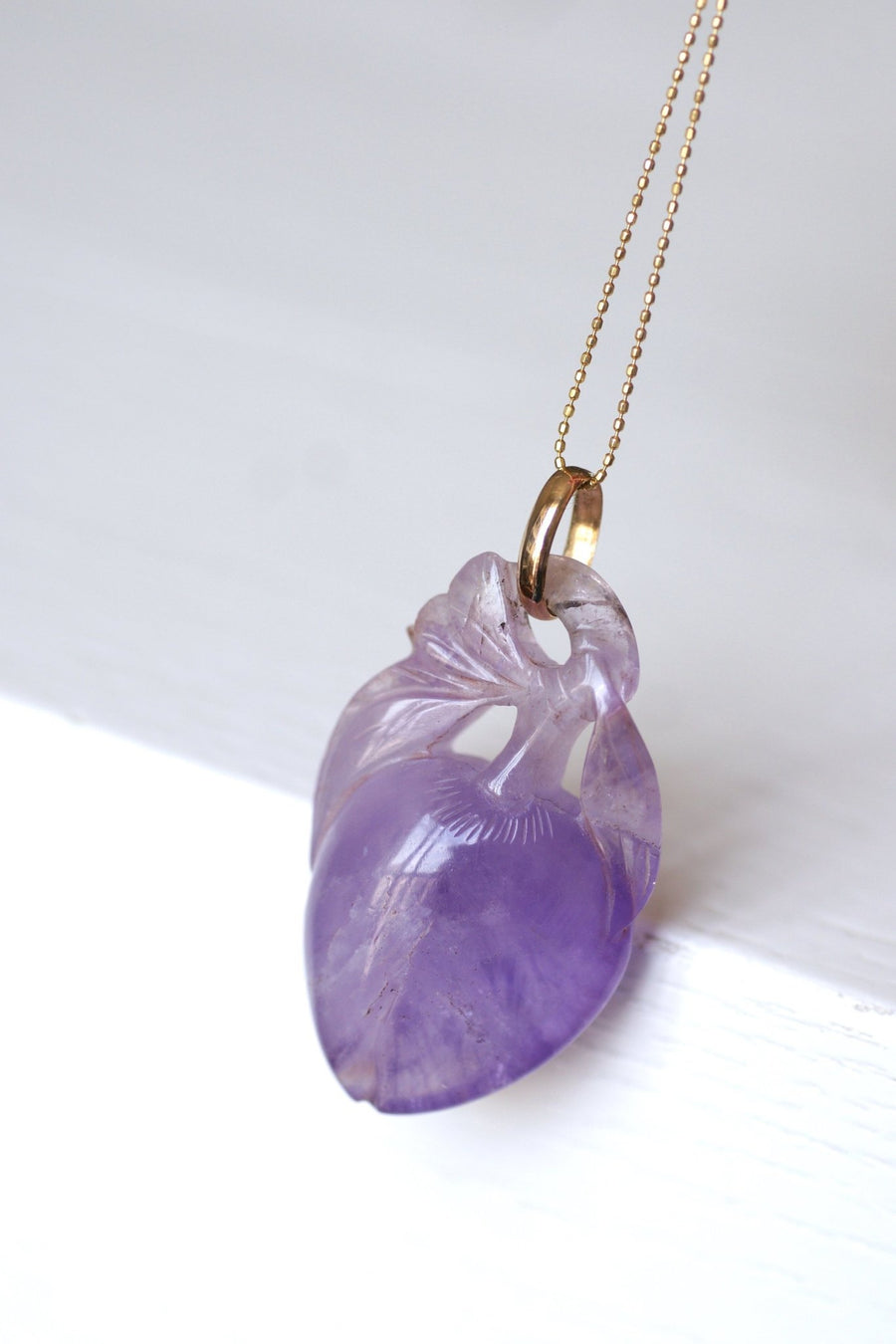 Carved amethyst and gold fruit pendant - Penelope Gallery