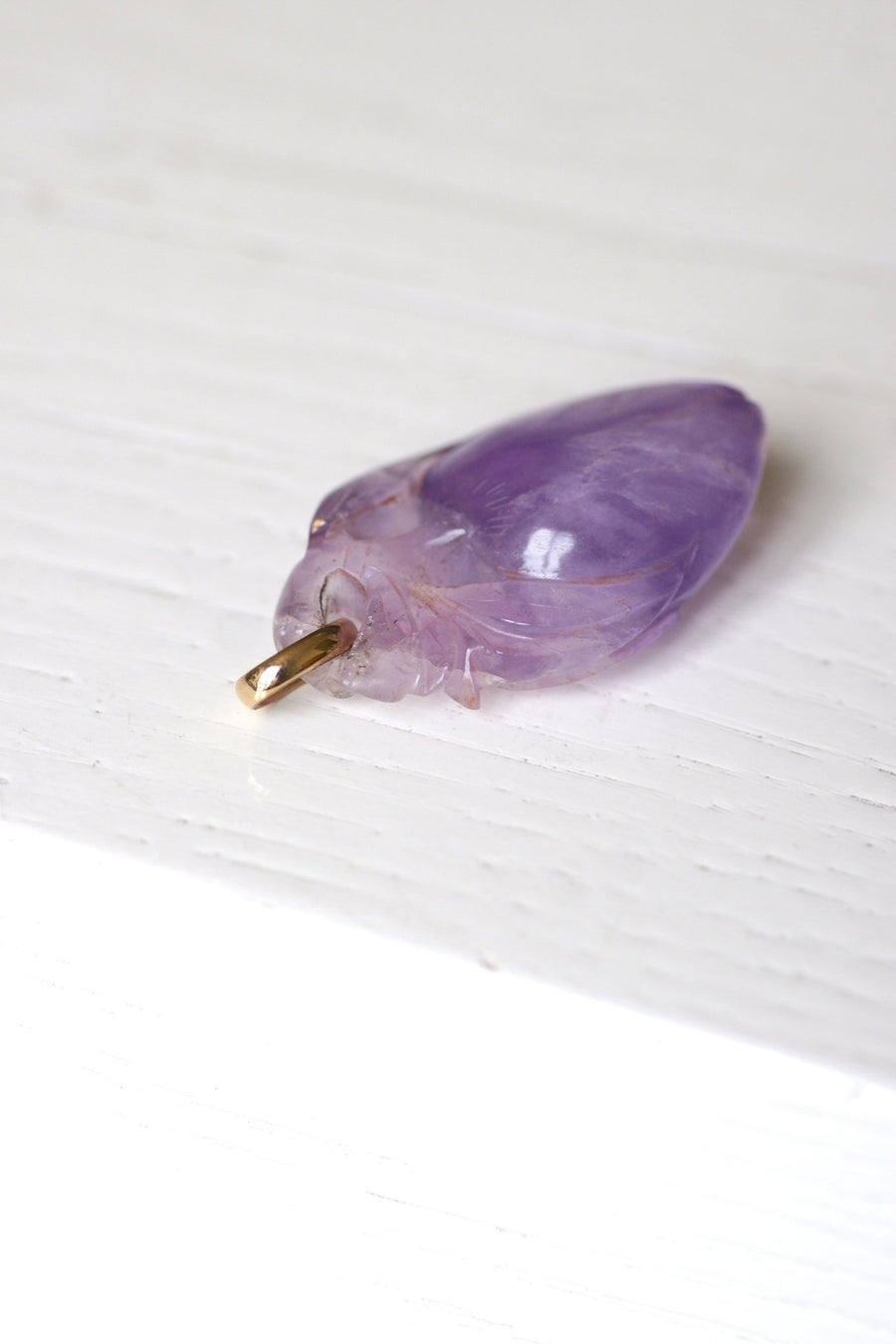 Carved amethyst and gold fruit pendant - Penelope Gallery