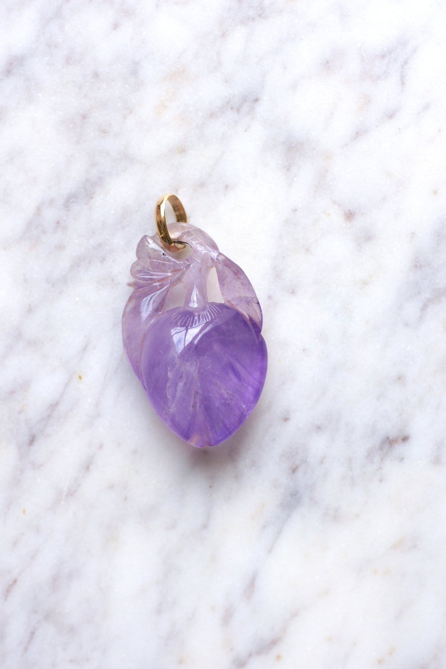 Carved amethyst and gold fruit pendant - Penelope Gallery