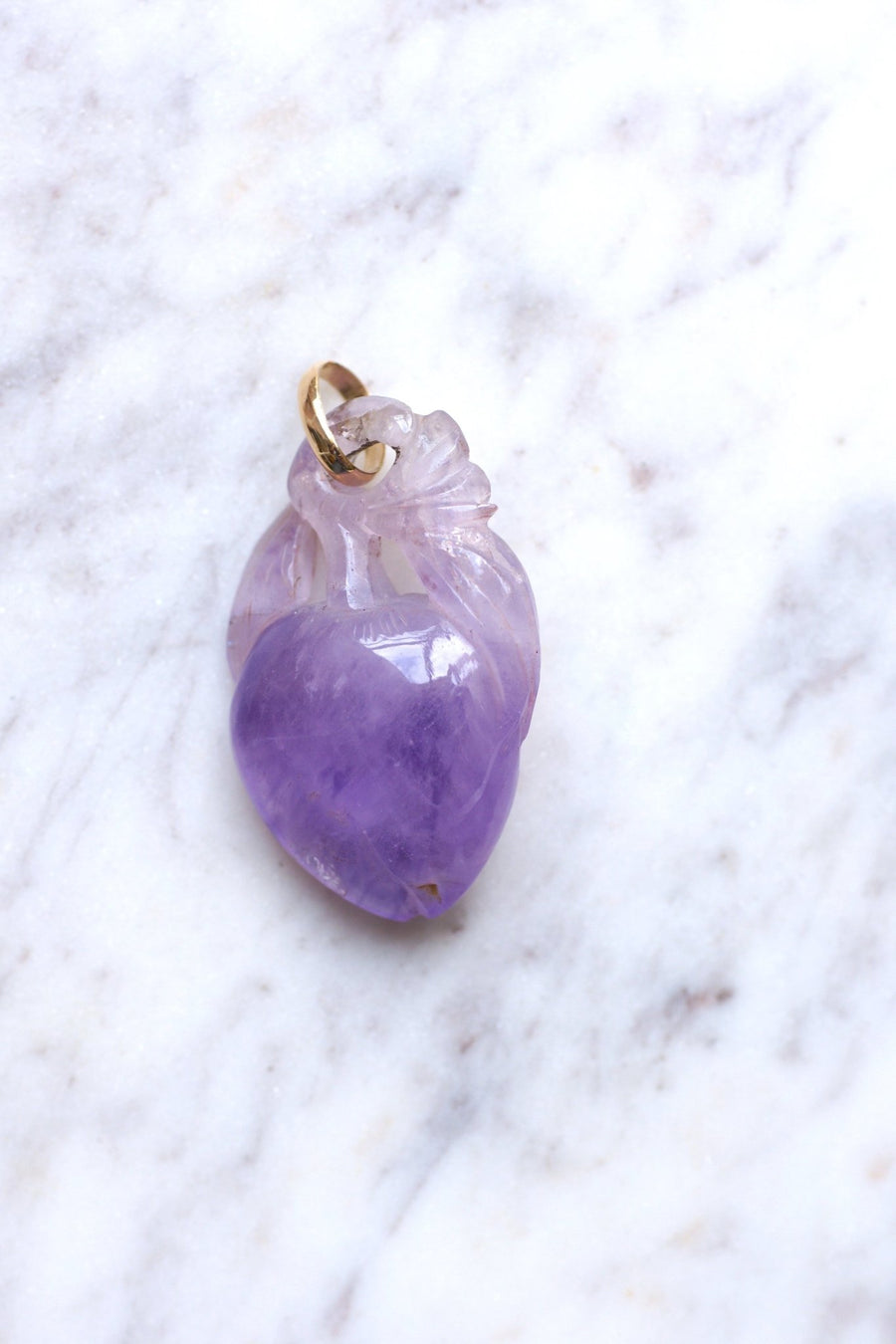 Carved amethyst and gold fruit pendant - Penelope Gallery
