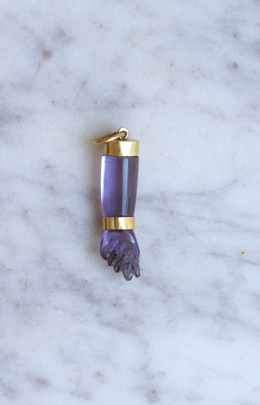 Figa Hand Pendant Amethyst on Gold - Penelope Gallery