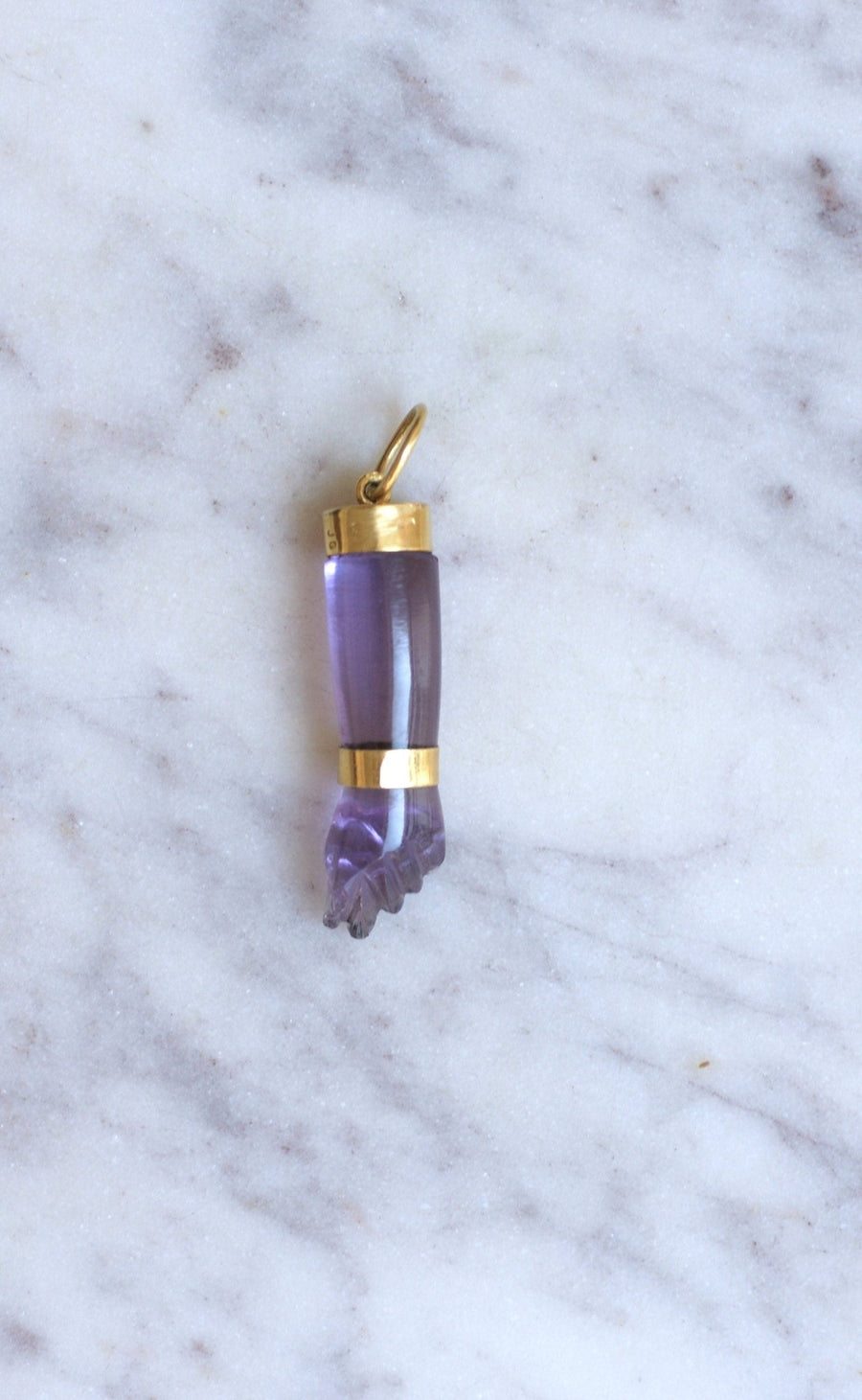 Figa Hand Pendant Amethyst on Gold - Penelope Gallery