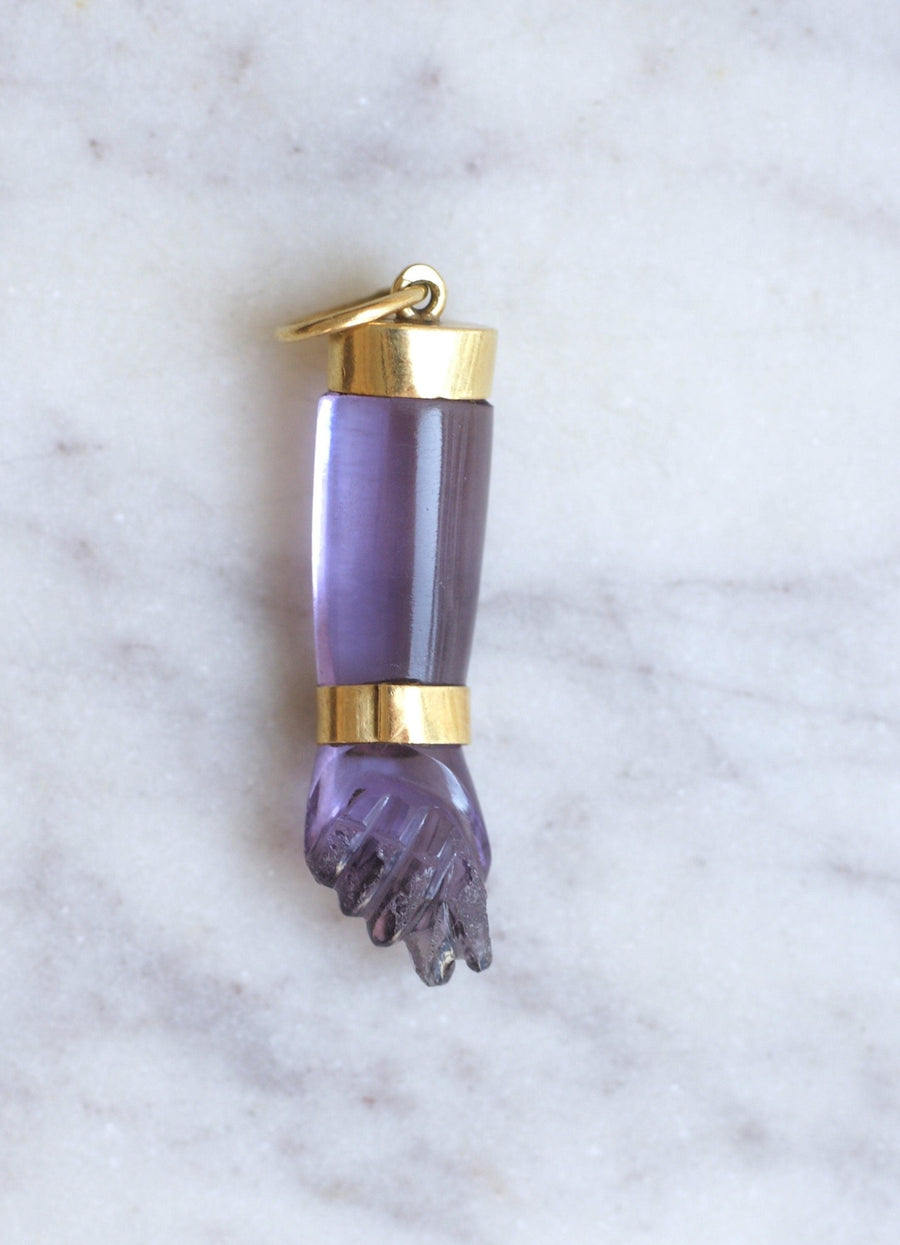 Figa Hand Pendant Amethyst on Gold - Penelope Gallery