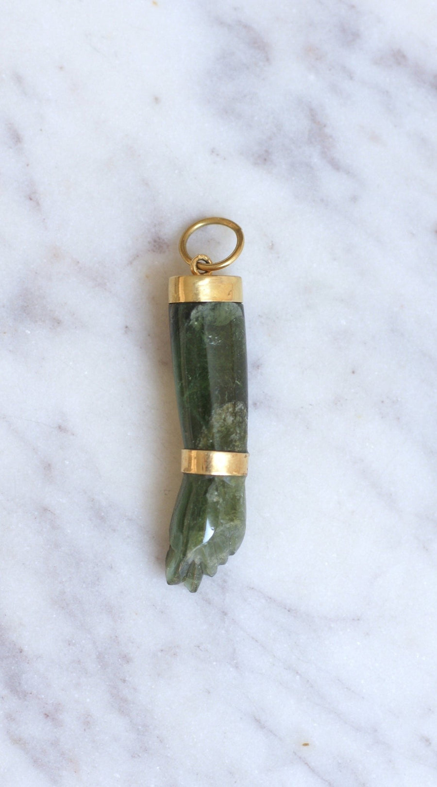 Figa gold and green tourmaline hand pendant - Penelope Gallery