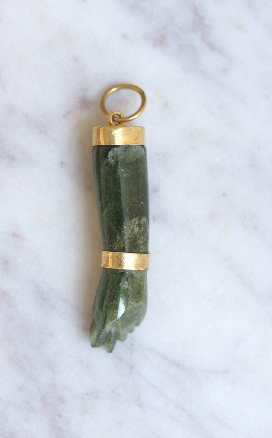 Figa gold and green tourmaline hand pendant - Penelope Gallery