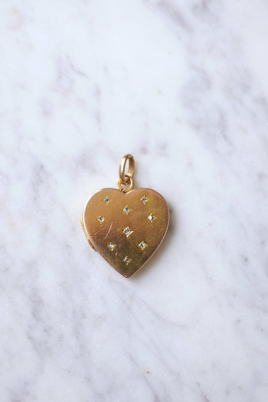 Antique gold and pink cut diamonds opening heart medallion pendant - Galerie Pénélope