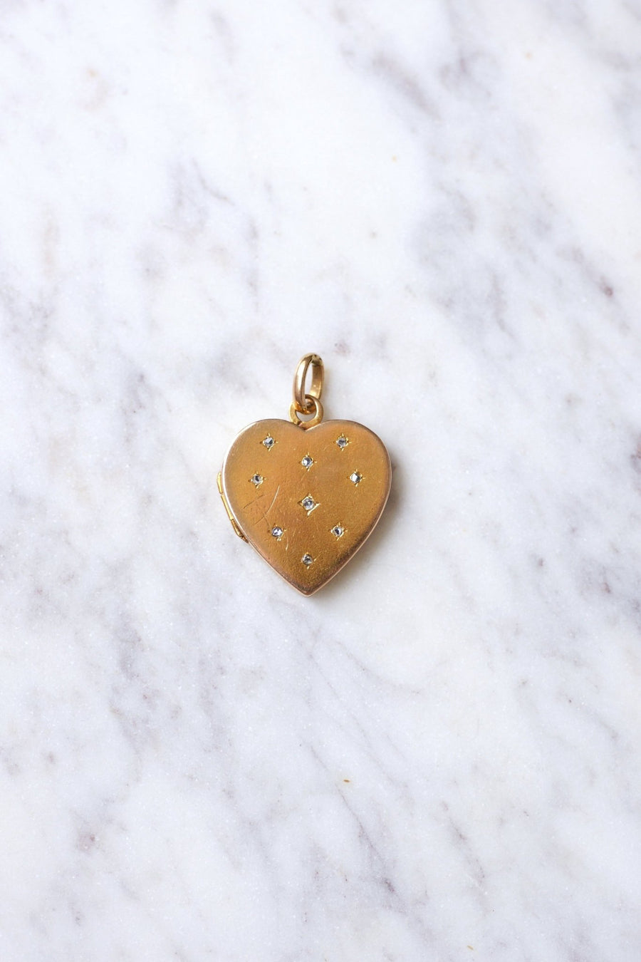 Antique gold and pink cut diamonds opening heart medallion pendant - Galerie Pénélope