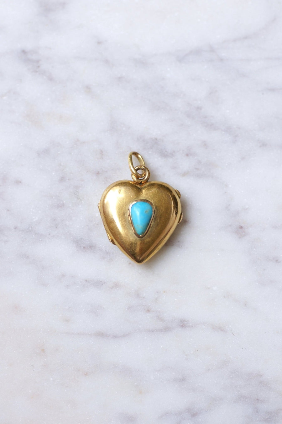 Yellow gold and turquoise gold antique heart opening medallion pendant - Galerie Pénélope