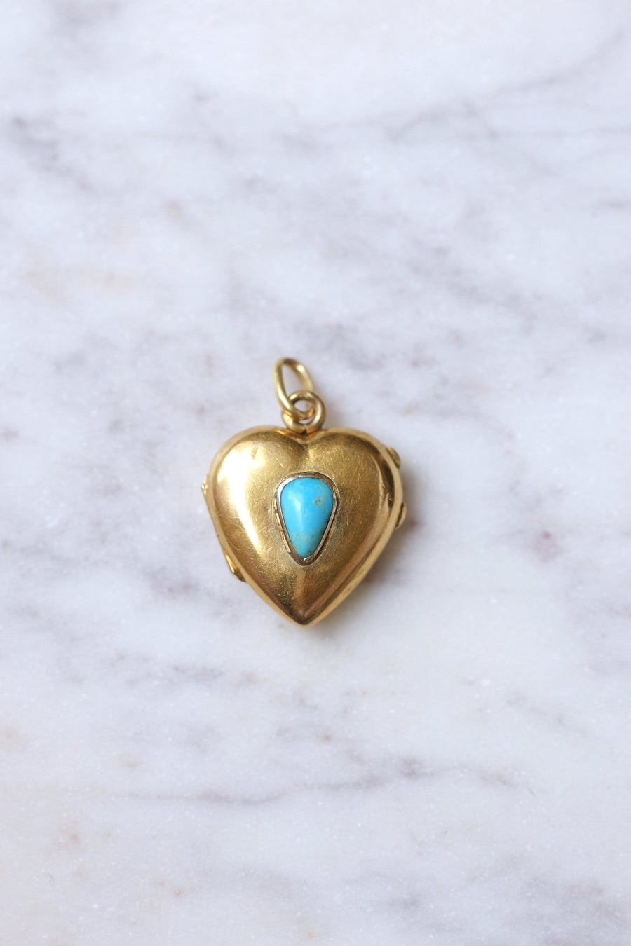 Yellow gold and turquoise gold antique heart opening medallion pendant - Galerie Pénélope