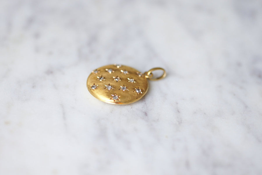 Antique round gold and diamonds opening medallion pendant - Galerie Pénélope