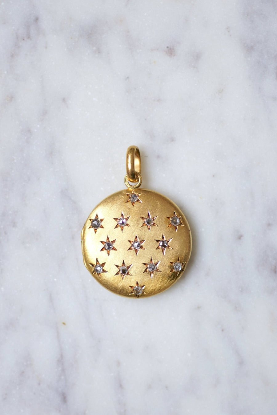 Antique round gold and diamonds opening medallion pendant - Galerie Pénélope