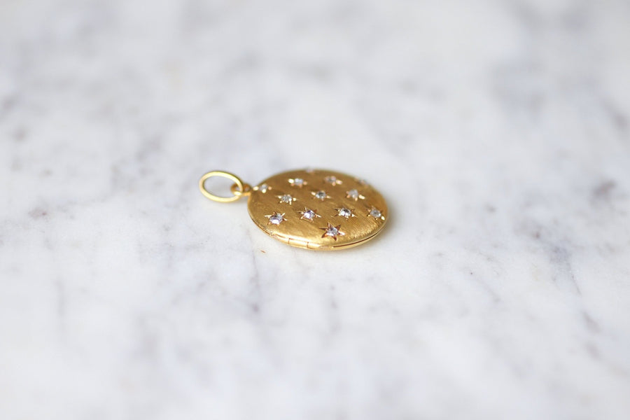 Antique round gold and diamonds opening medallion pendant - Galerie Pénélope