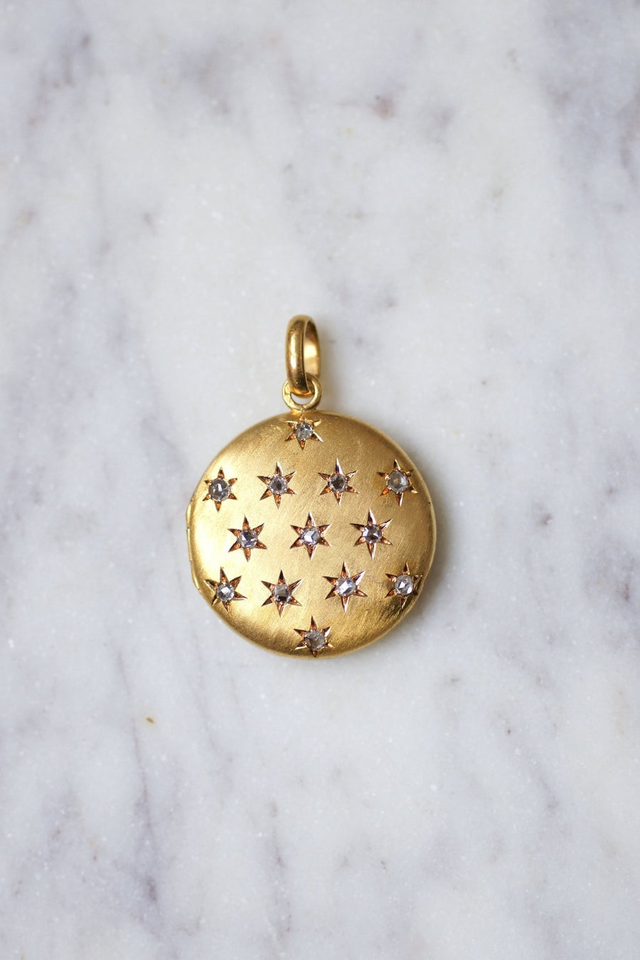 Antique round gold and diamonds opening medallion pendant - Galerie Pénélope