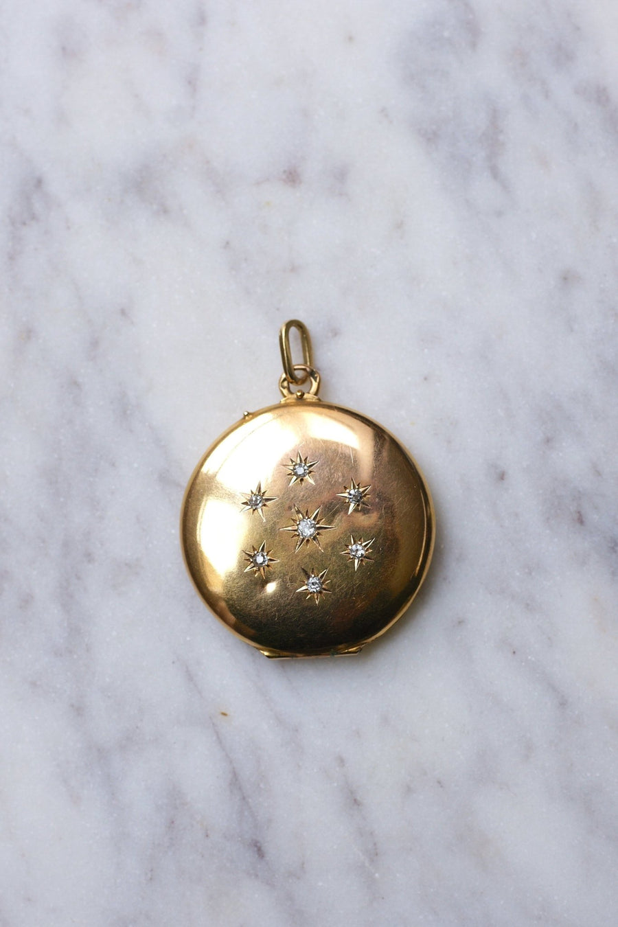 Antique round medallion pendant in yellow gold and diamonds - Galerie Pénélope