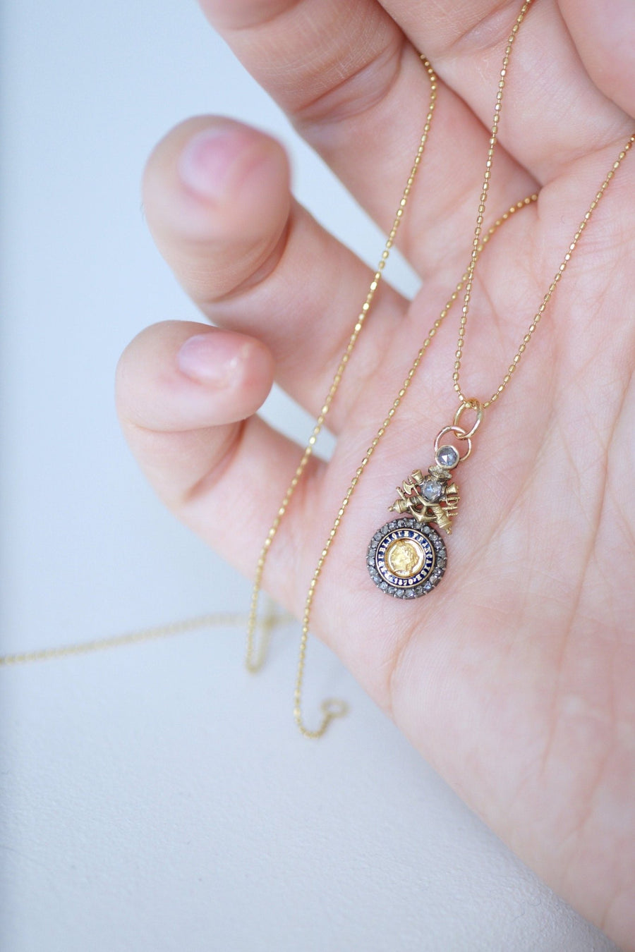Gold, Enamel and Diamond Military Pendant - Penelope Gallery