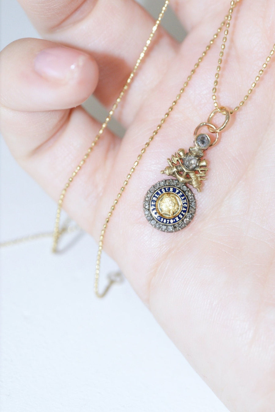 Gold, Enamel and Diamond Military Pendant - Penelope Gallery