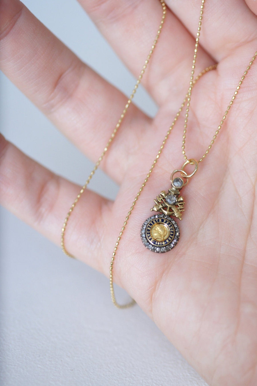 Gold, Enamel and Diamond Military Pendant - Penelope Gallery