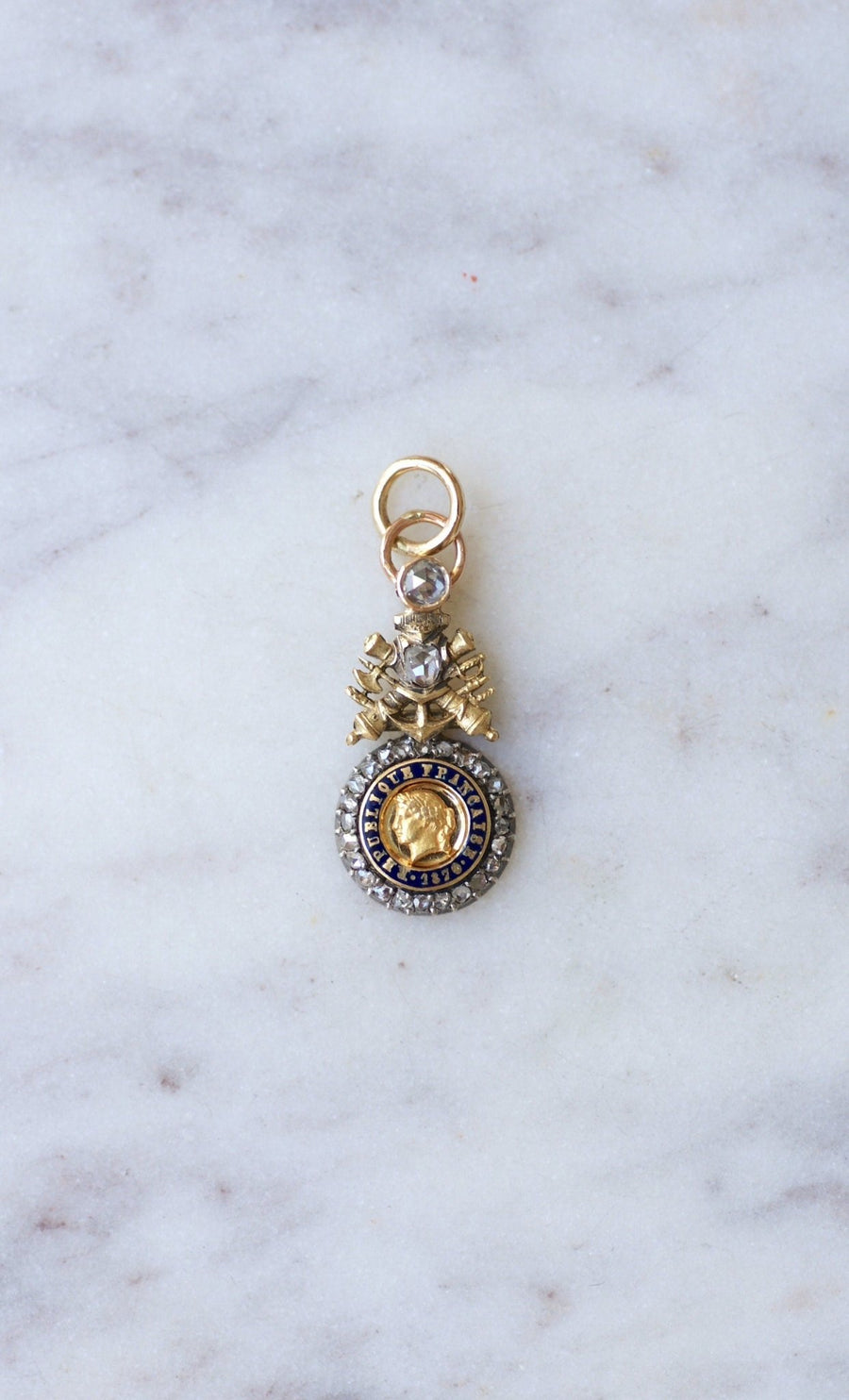 Gold, Enamel and Diamond Military Pendant - Penelope Gallery