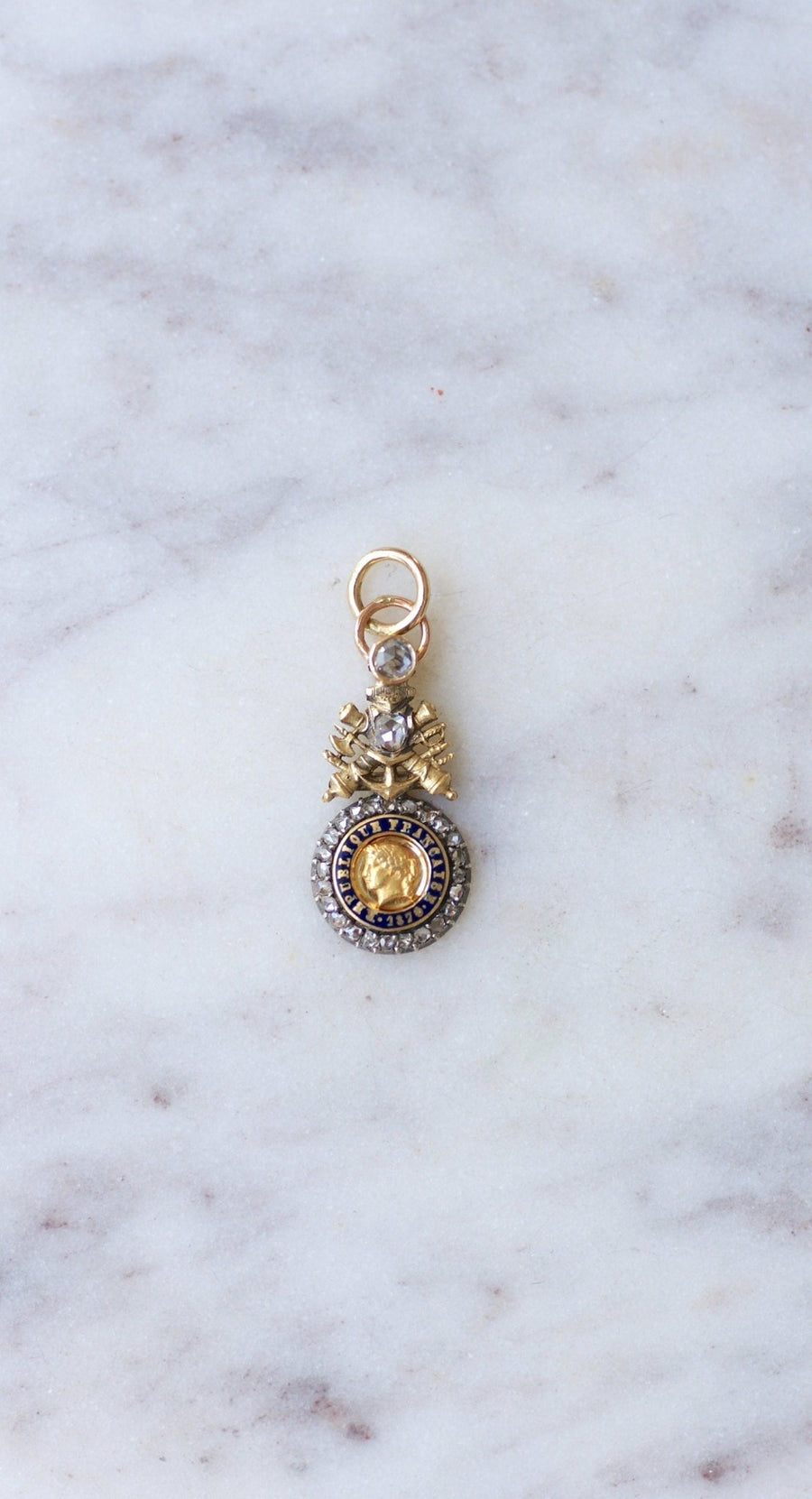 Gold, Enamel and Diamond Military Pendant - Penelope Gallery