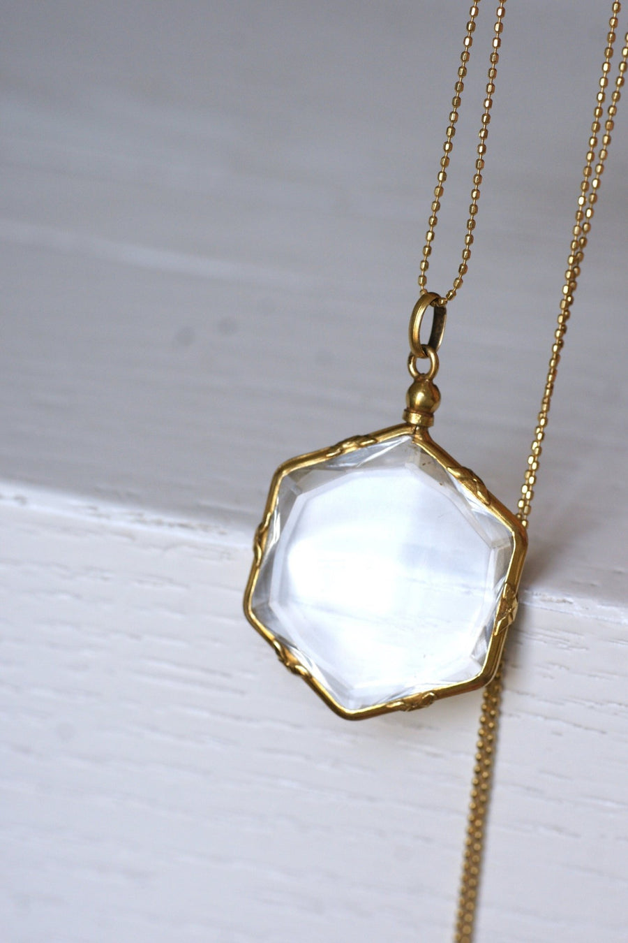 Gold Hexagonal Photo Frame Pendant - Penelope Gallery