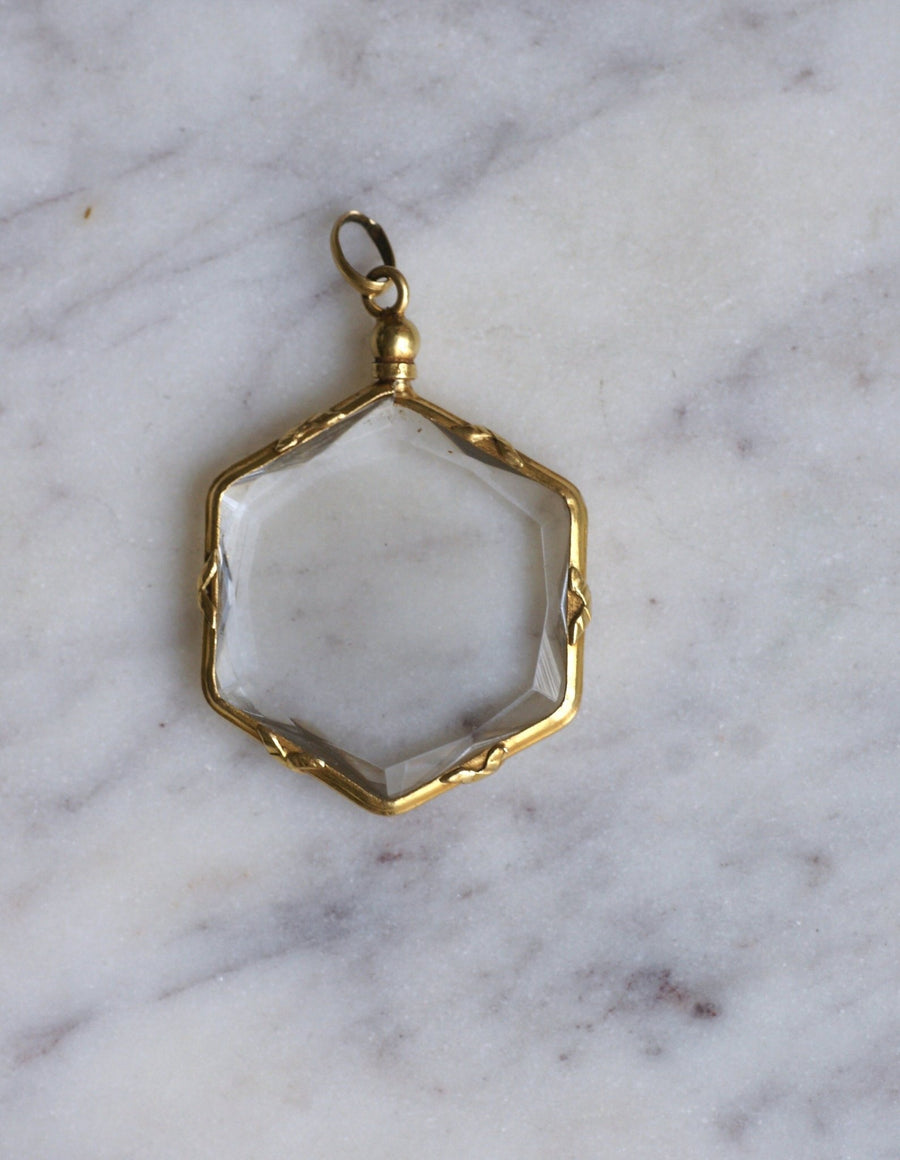 Gold Hexagonal Photo Frame Pendant - Penelope Gallery