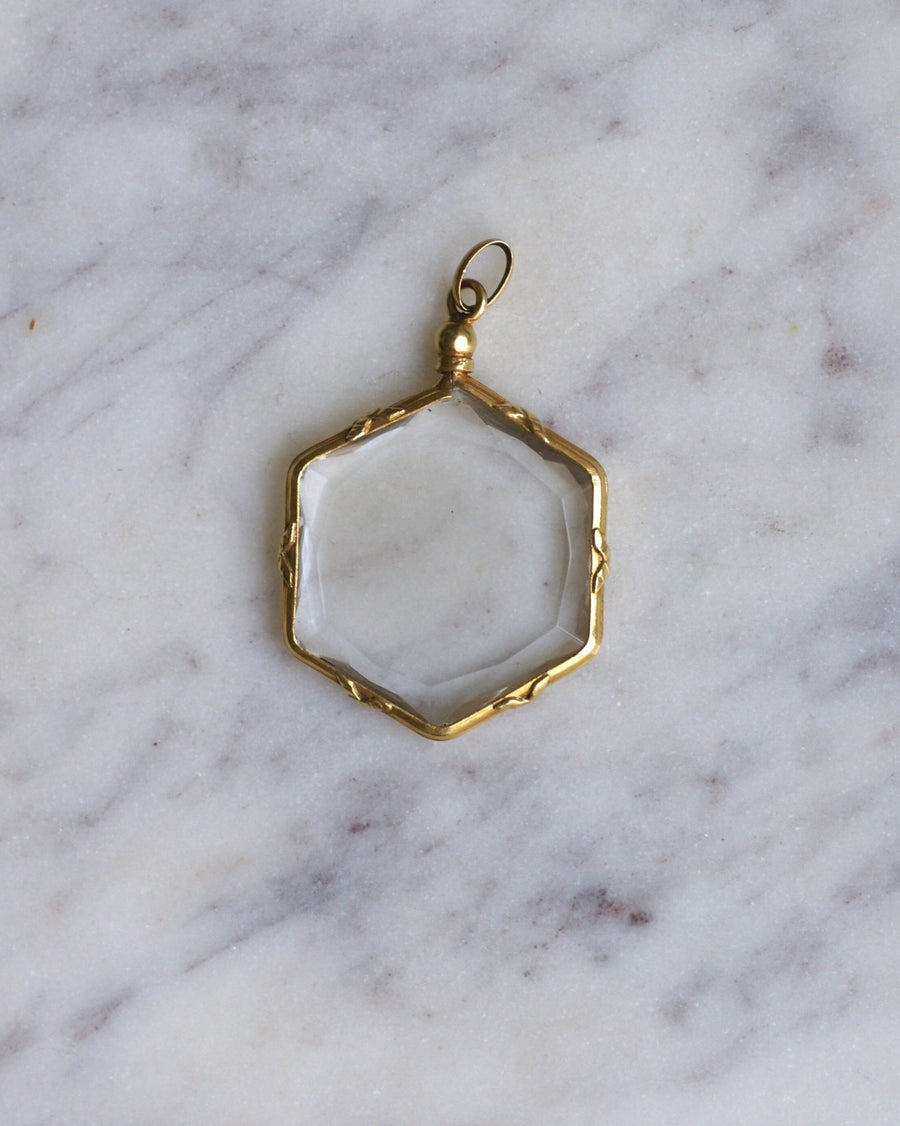 Gold Hexagonal Photo Frame Pendant - Penelope Gallery
