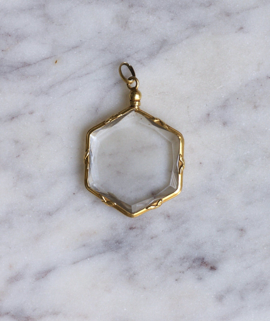 Gold Hexagonal Photo Frame Pendant - Penelope Gallery