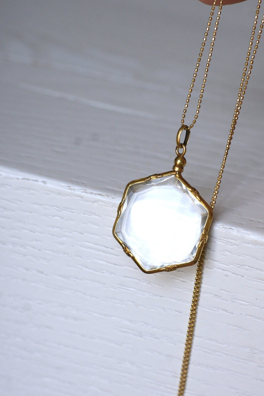 Gold Hexagonal Photo Frame Pendant - Penelope Gallery