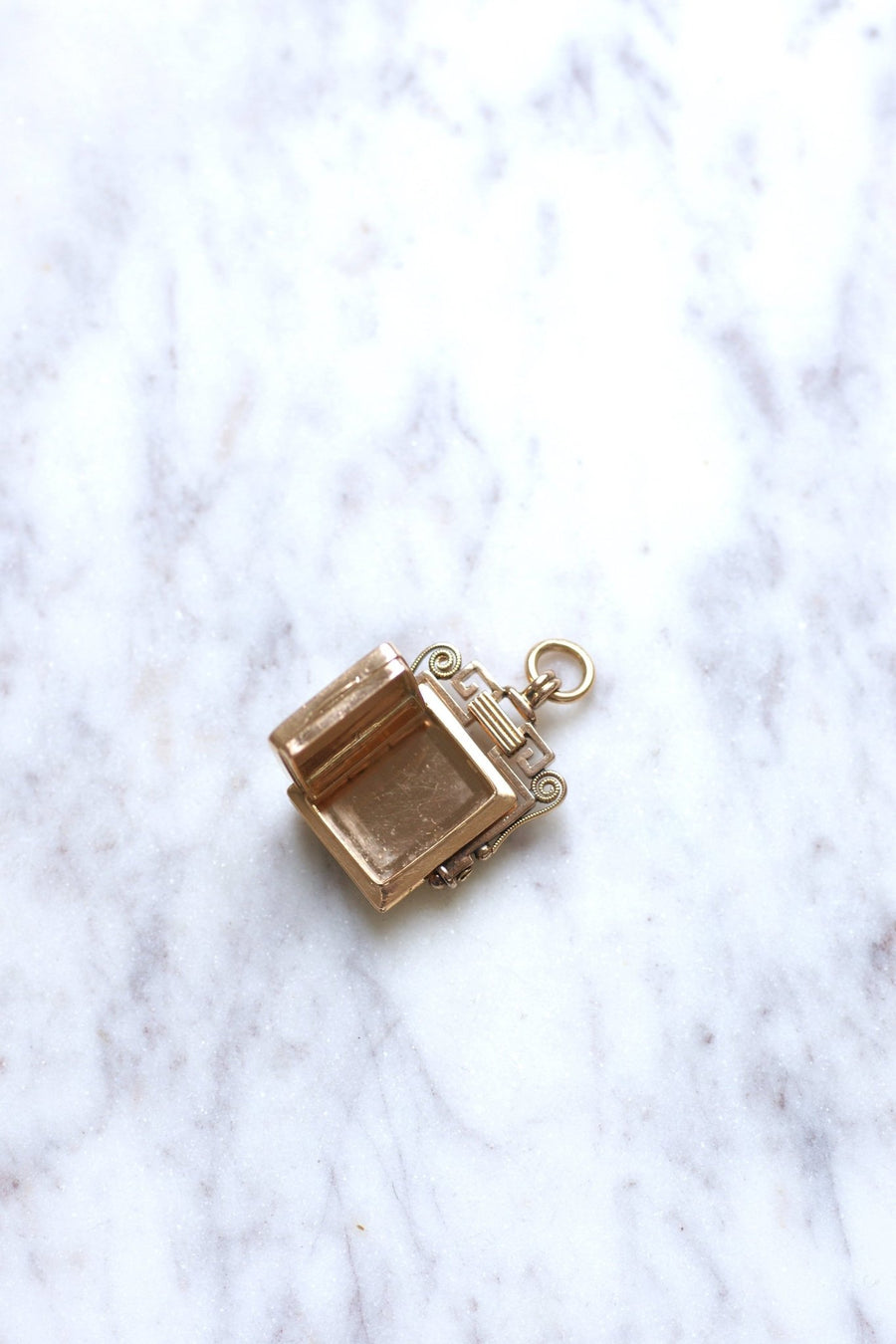Antique rose gold and lapis lazuli photo medallion pendant - Penelope Gallery