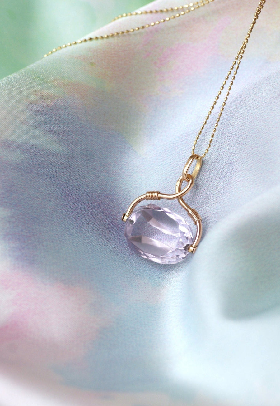 Pink gold and amethyst swivel seal pendant - Penelope Gallery