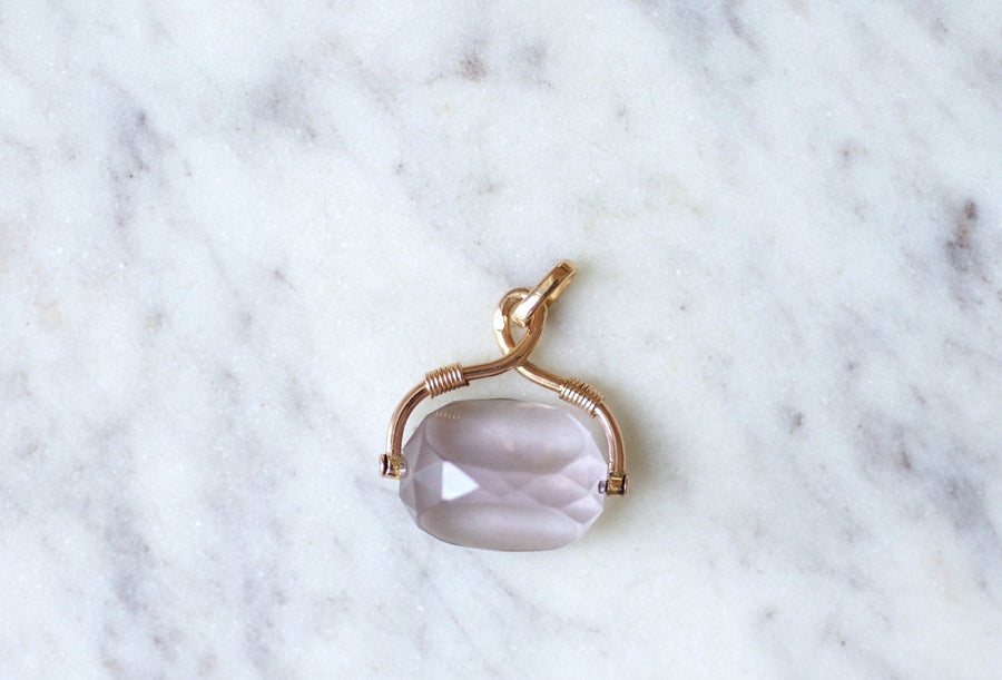 Pink gold and amethyst swivel seal pendant - Penelope Gallery