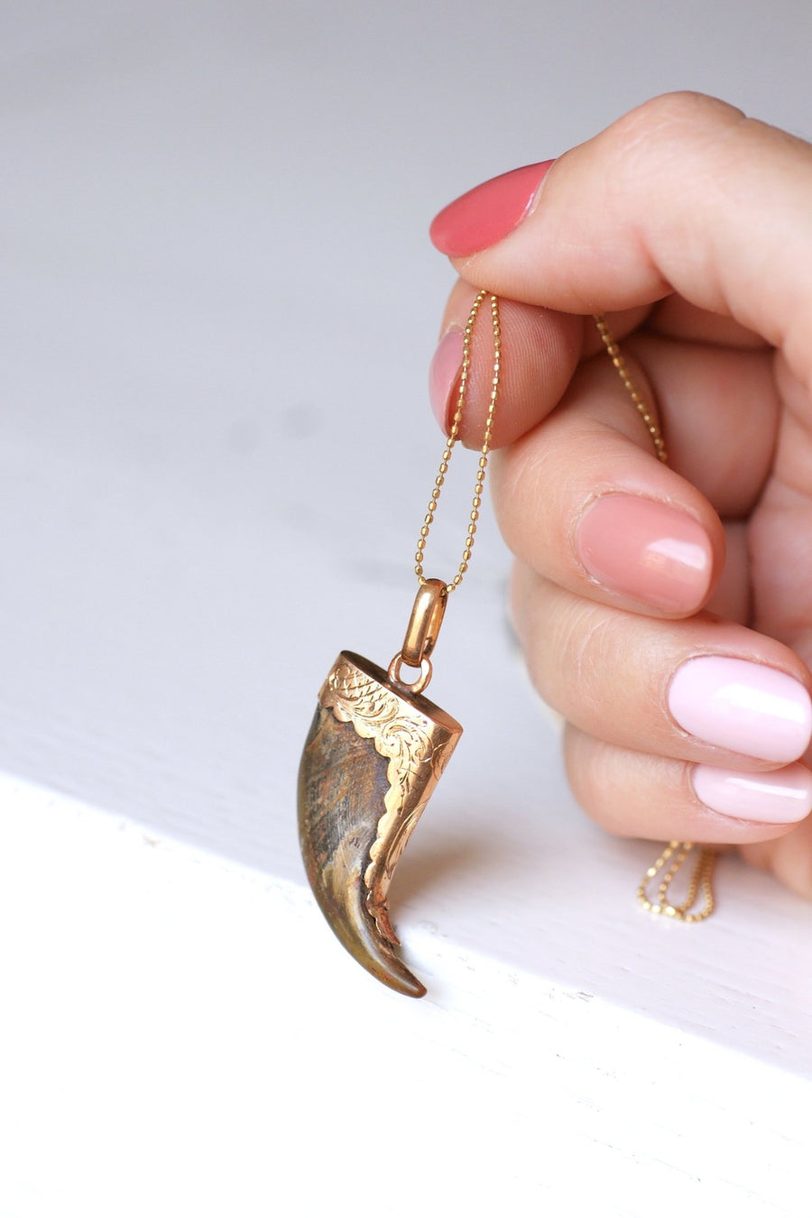 Victorian lion claw pendant on 18Kt pink gold - Galerie Pénélope