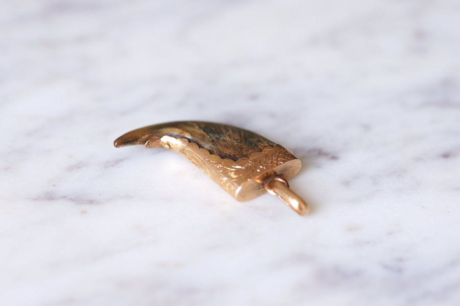 Victorian lion claw pendant on 18Kt pink gold - Galerie Pénélope