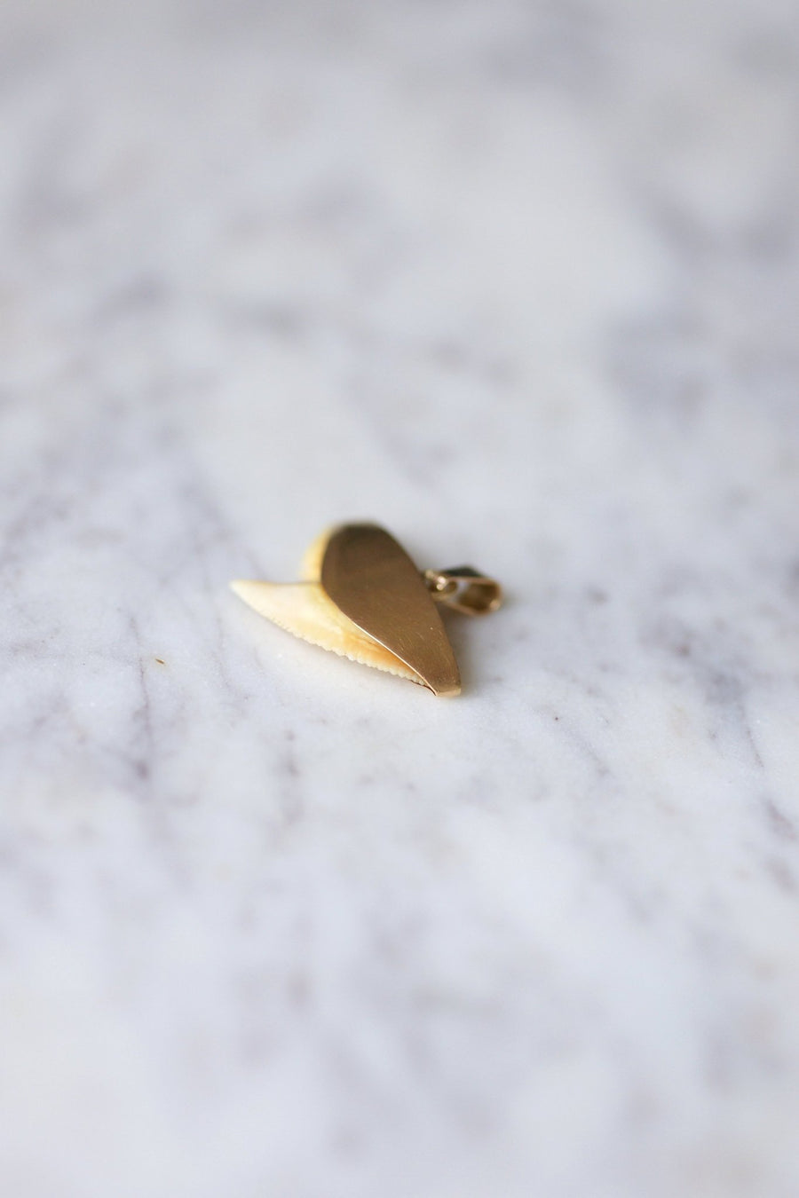 Vintage charm shark's tooth pendant on 18Kt pink gold - Galerie Pénélope