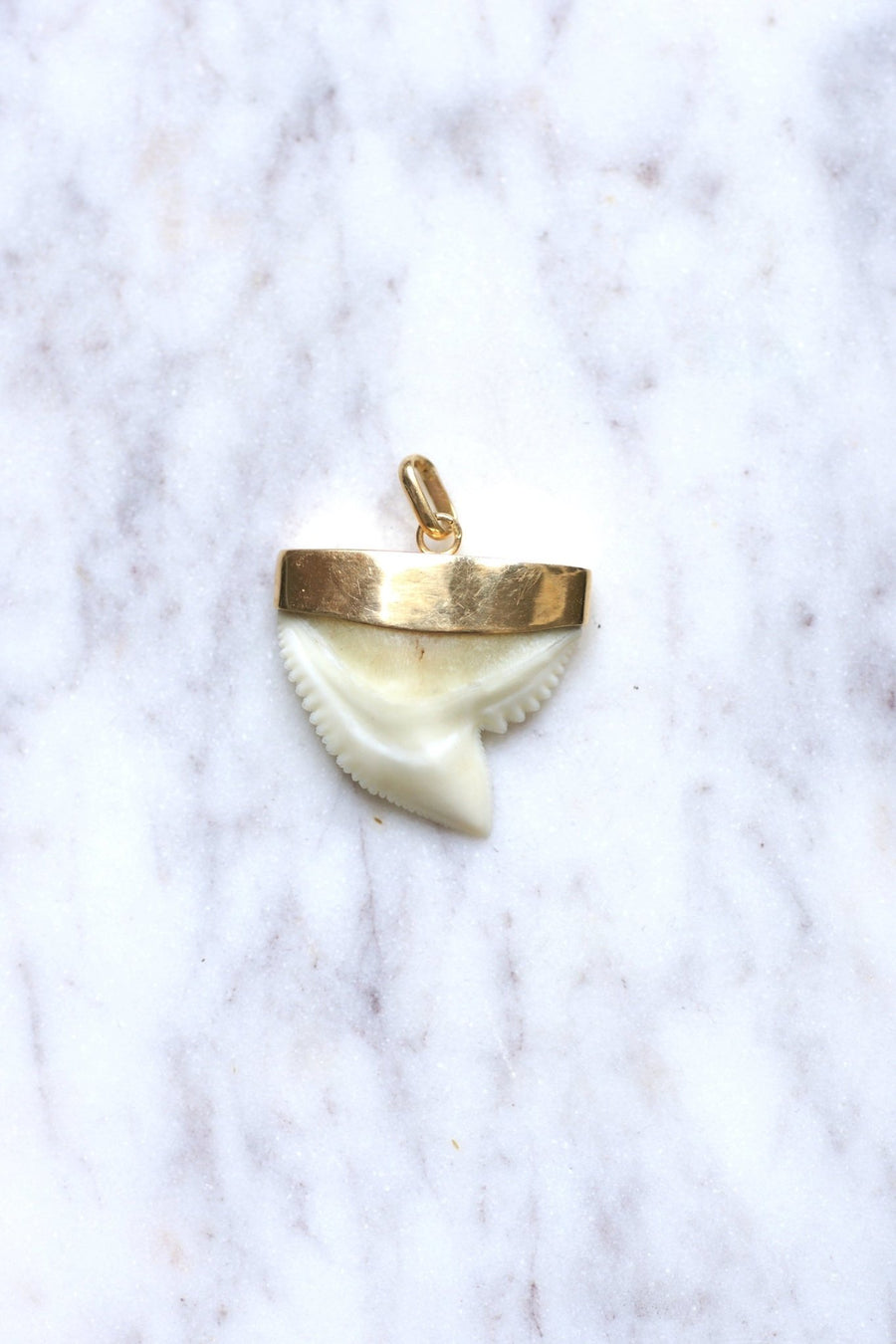 Vintage gold charm shark tooth pendant - Penelope Gallery