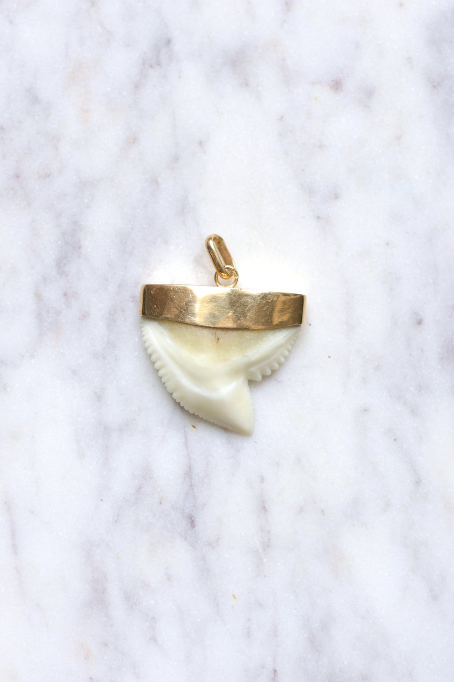 Vintage gold charm shark tooth pendant - Penelope Gallery
